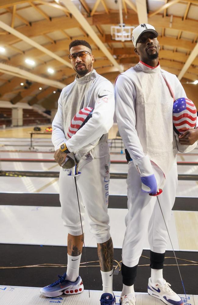 The USA Dream Team. USA fencer Miles Chamley-Watson with Bam Adebayo.