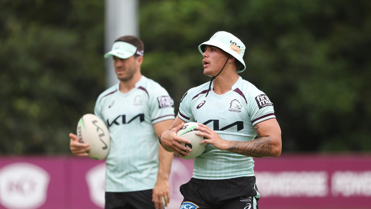 Reece Walsh is putting in the work on the training ground. Picture: Tara Croser.