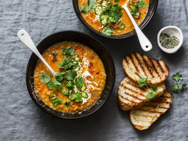 Sore dishes, such as soups and stocks, in airtight containers. Leave a 3cm gap at the top so the liquid can expand as it freezes. Picture: Supplied