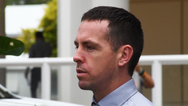 Zachary Rolfe leaves the court in Darwin on Tuesday. Picture: (A)manda Parkinson