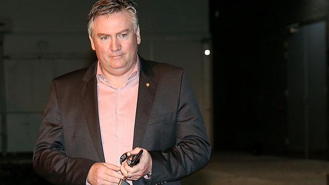 Collingwood president Eddie McGuire leaves the club after a board meeting. Picture: Ian Currie