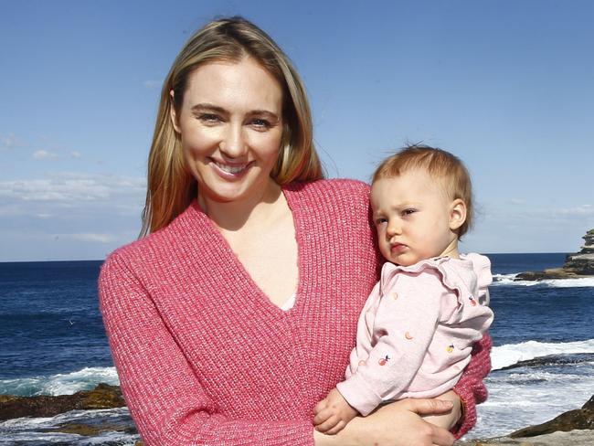 Canna Campbell with her daughter Apple Simpson - 1 at Bondi Beach. Why I love my suburb. Picture: John Appleyard