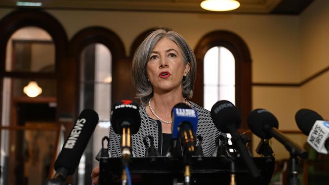 Chief public health officer Professor Nicola Spurrier at a press conference. Picture : NCA NewsWire / Naomi Jellicoe