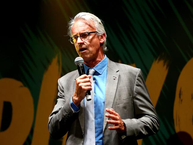 FFA CEO David Gallop speaks at a launch event for the new Socceroos/ Matilda kit  in Marrickville on Thursday night
