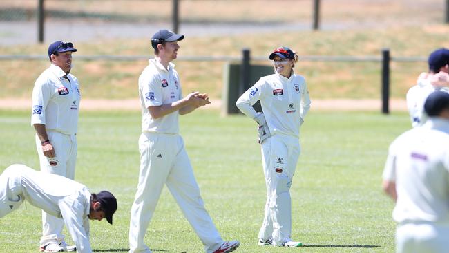 England wicketkeeper Sarah Taylor became the first woman to play a men’s A grade match when she took to the field for Northern Districts during the 2015/16 season. Picture: Stephen Laffer