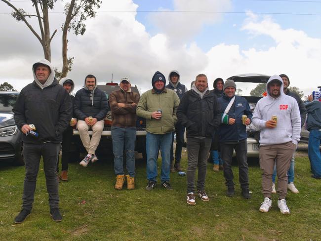 West Gippsland league grand final match 2024 — Phillip Island Bulldogs V Nar Nar Goon "The Goon" Football Club at Garfield Recreation Reserve on September 14, 2024: Brett McNamara and friends. Picture: Jack Colantuono