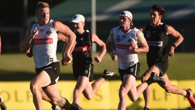 Jordan De Goey trained with Collingwood’s VFL side on Monday night. Picture: Tony Gough