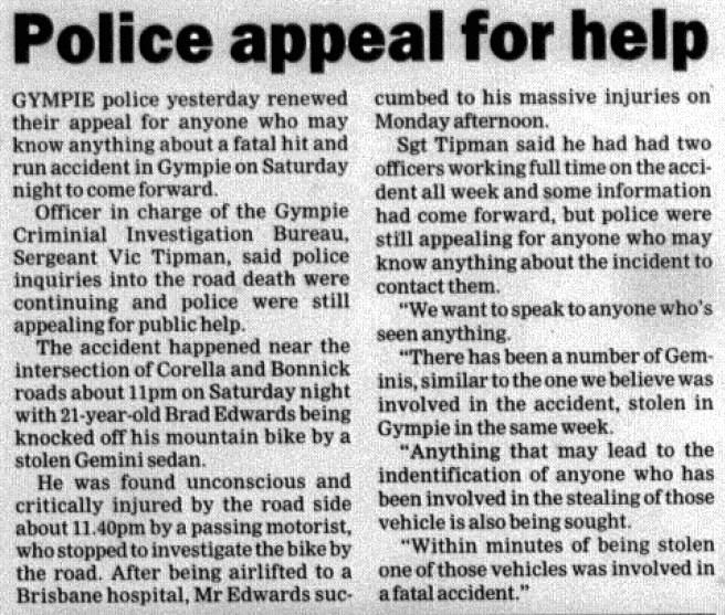 GYMPIE TIMES - November 13, 1999: 'Police appeal for help'