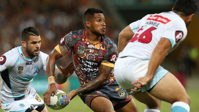 Ben Barba in action during the Indigenous All Stars V World All Stars NRL game at Suncorp Stadium, Brisbane. Pics Adam Head