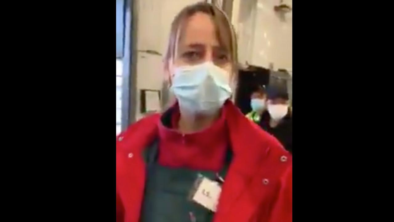 Spare a kind thought for literally all retail workers when an anti-masker walks into their store. Picture: Facebook