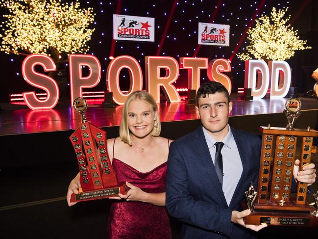 Senior Sports Stars Tatum Stewart and Corey Anderson. Sports Darling Downs Sports Stars of the Year dinner. Saturday, 8th Feb, 2020.