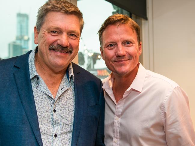 Brian Taylor and James Brayshaw at the SCA Sunset Sessions in South Melbourne. Picture: Supplied