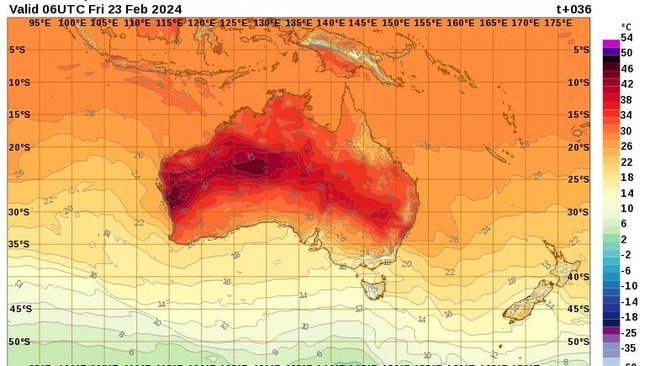 The predicted weather for the country at 5pm on Friday. Picture: BOM