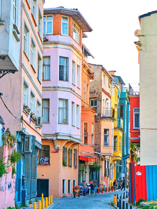 The colourful homes of the Jewish district in Istanbul.