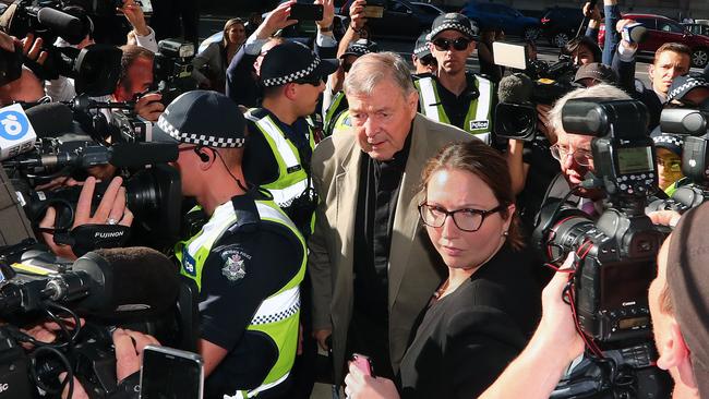 Cardinal George Pell arrives at Melbourne County Court in February 2019.