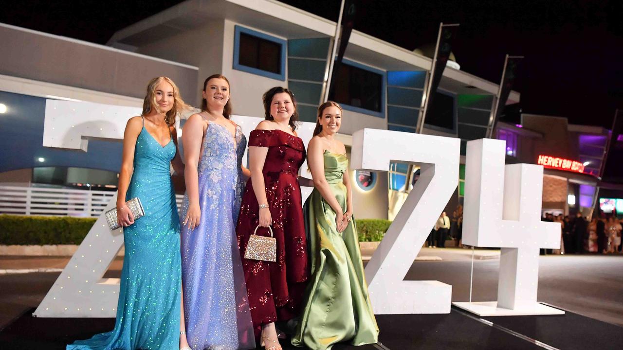 Lily Spencer, Abby Shipp, Bianca Piggott & Alyssa Hunt at Xavier Catholic College year 12 formals. Picture: Patrick Woods.
