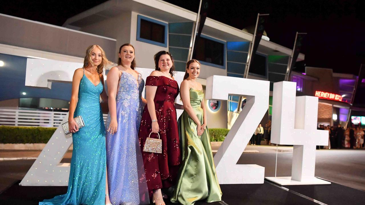 Lily Spencer, Abby Shipp, Bianca Piggott &amp; Alyssa Hunt at Xavier Catholic College year 12 formals. Picture: Patrick Woods.