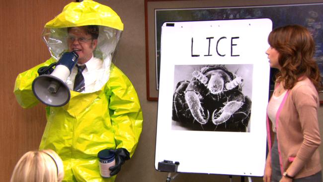 Sometimes a hazmat suit is the only way to survive. Picture: The Office/Stan