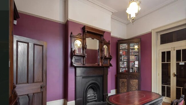 One of the two fireplaces.