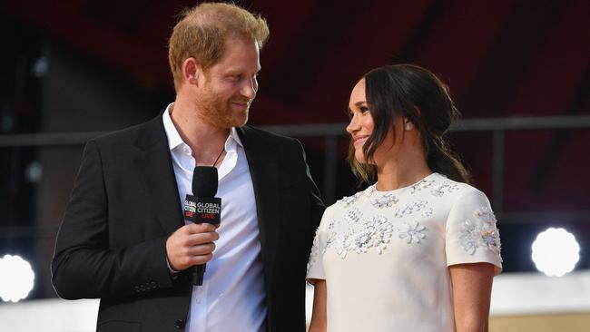 Harry and Meghan spoke during the 2021 Global Citizen Live festival last month. Picture: Angela Weiss / AFP.