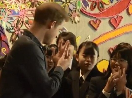 Prince Harry let his young fans know he’s a married man. Picture: YouTube