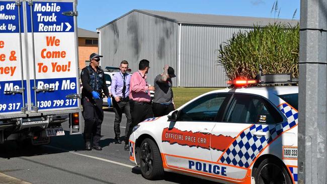 Police arrested four men and one woman at an Ooralea address on Saturday. Picture: Emily Smith