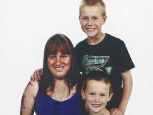 SAD FAREWELL: Christine Lister-Walker and her sons Zach, 13, and Noel, 8, were farewelled at an emotional funeral yesterday.