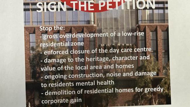 A brochure has circulated community inviting residents to oppose the project.