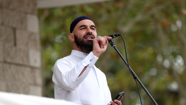 Wesam Charkawi speaks at Paul Keating Park in Bankstown. Picture: Damian Shaw/NewsWire