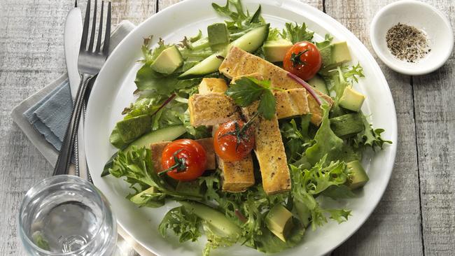 A salad featuring chickpea tofu developed by Victorian vegetarian food business Australian Eat Well.