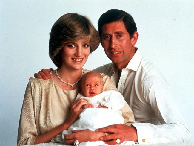 Prince Charles and Diana, Princess of Wales, with their baby son, Prince William in 1982. Picture: AP