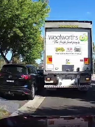 A Woolworths truck driver allegedly denied a collision despite clear evidence, refusing to provide details for an hour. Picture: Supplied