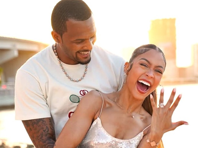 DeShaun Watson and Jilly Aanais show off the bling. Photo: Jilly Anais/Instagram.