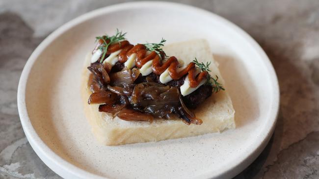 Aru’s duck sanga is a deadringer for a Bunning’s snag. Picture: Rebecca Michael.