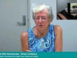 Gympie woman Rita Kersnovske gave direct evidence via videolink on Thursday from Gympie to the Royal Commission into Aged Care. Picture: Contributed