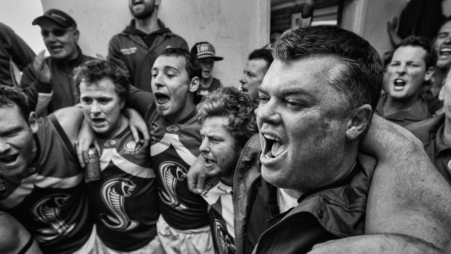 Mick Rossborough celebrates a preliminary final win with Sandown. Picture: Valeriu Campan