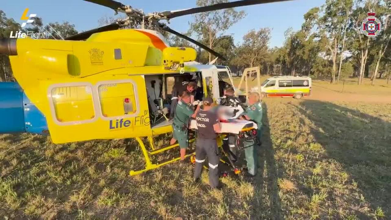 Boy suffers horror leg injury in motocross crash