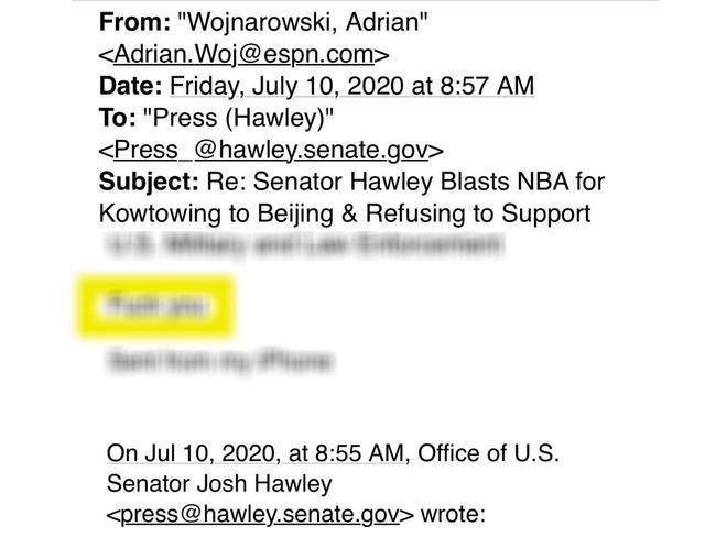 Adrian Wojnarowski's explicit email to governor