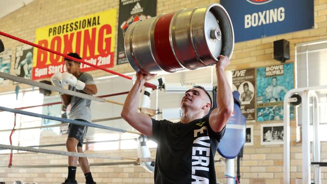 Tim Tszyu is put through a gruelling fitness session at his family’s Rockdale gym. Picture: Tim Hunter