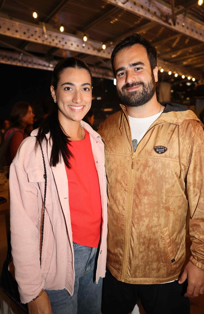 Livia Bufarah and Alex Saueia at the WSL Gold Coast Pro 2025 after party at Burleigh Pavilion for Gold Coast at Large. Picture, Portia Large.