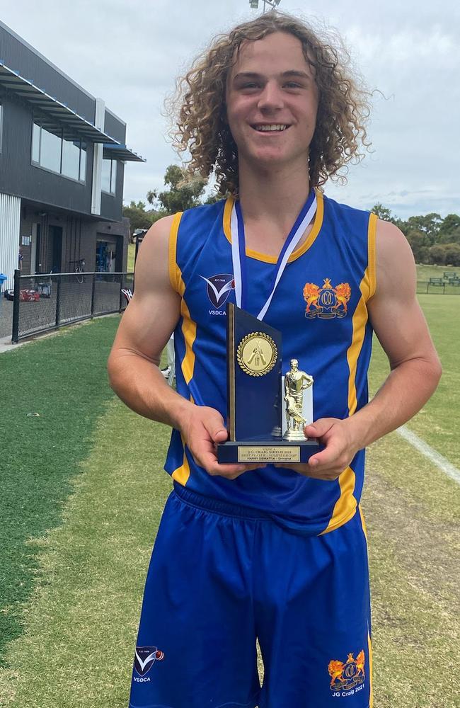 Harry DeMattia with his trophy as the best player in the south group.