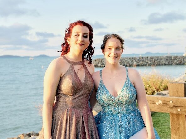 Rachel Hutchinson and Grace Bennett arriving at the Proserpine State High School Year 12 Formal held at the Whitsunday Marine Club on Wednesday, November 16, 2022.