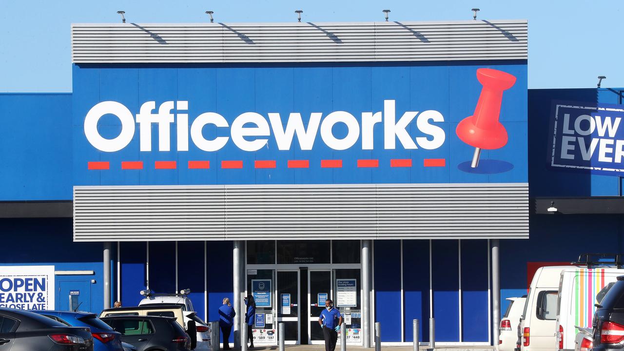 Officeworks at Penrith has been listed as a close contact exposure site. Picture: Alison Wynd