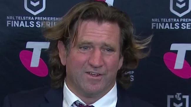 Des Hasler fronts the media