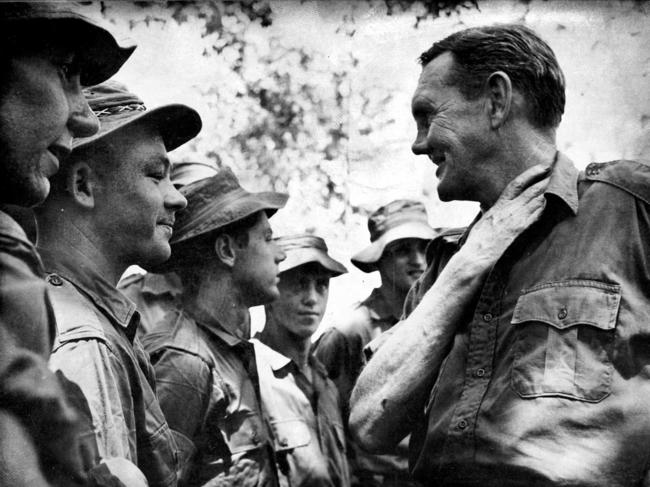 Prime Minister John Gorton (right) talks to troops of the 1st Australian Task Force on his visit to Nui Dat during the Vietnam War in 1968. Picture: Supplied