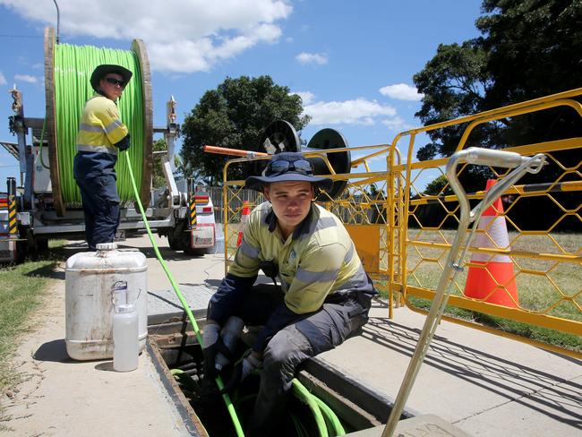 Workers are installing the NBN around Australia. Picture: Chris Higgins