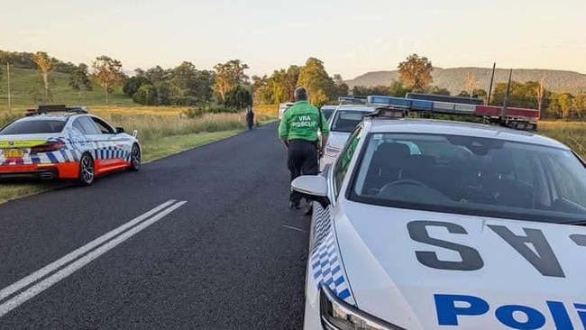 Hannah Thomas and Bodee Caruana were arrested in a paddock at Bentley, near Lismore after fleeing police following a vehicle stop in North Lismore in January 2025. Picture: VRA Rescue NSW