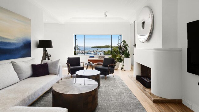 The Art Deco apartment has views of the harbour.