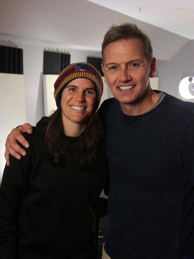 Mark Soderstrom talks with Crows AFLW premiership star Chelsea Randall on his podcast. Picture: Supplied