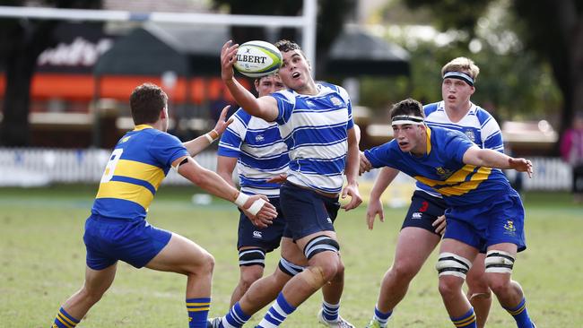 Action from the GPS first XV rugby match between Nudgee College and Toowoomba Grammar School. Photo:Tertius Pickard